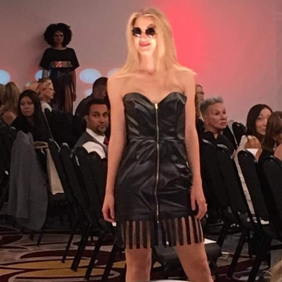 Handmade Pleather Dress Zip Up with Fringe - Picture 2 of 4